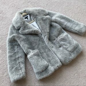 Topshop faux fur coat silver gray size S / 2 super warm soft